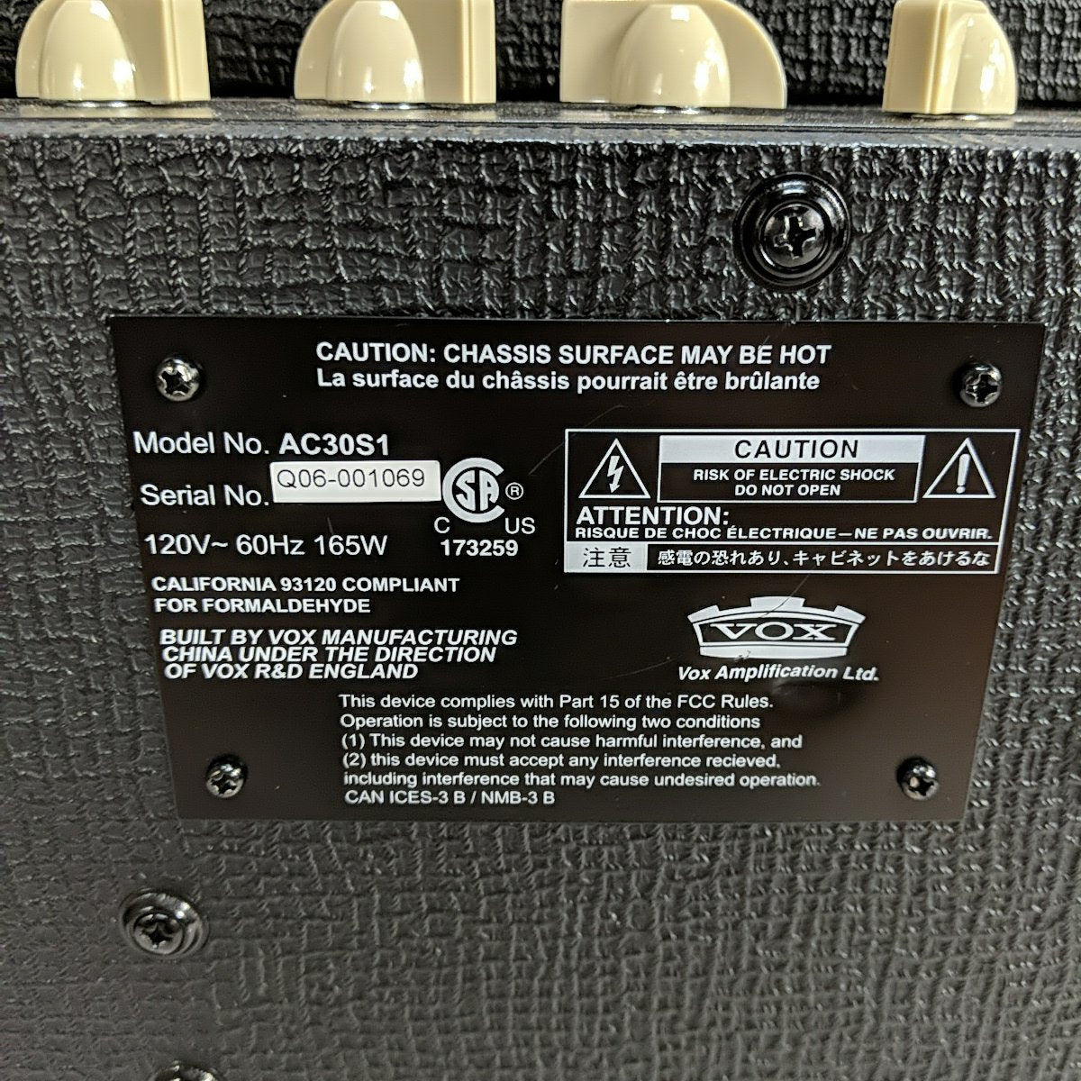 Vox AC30S1 1x12 Tube Combo Amp with Cover