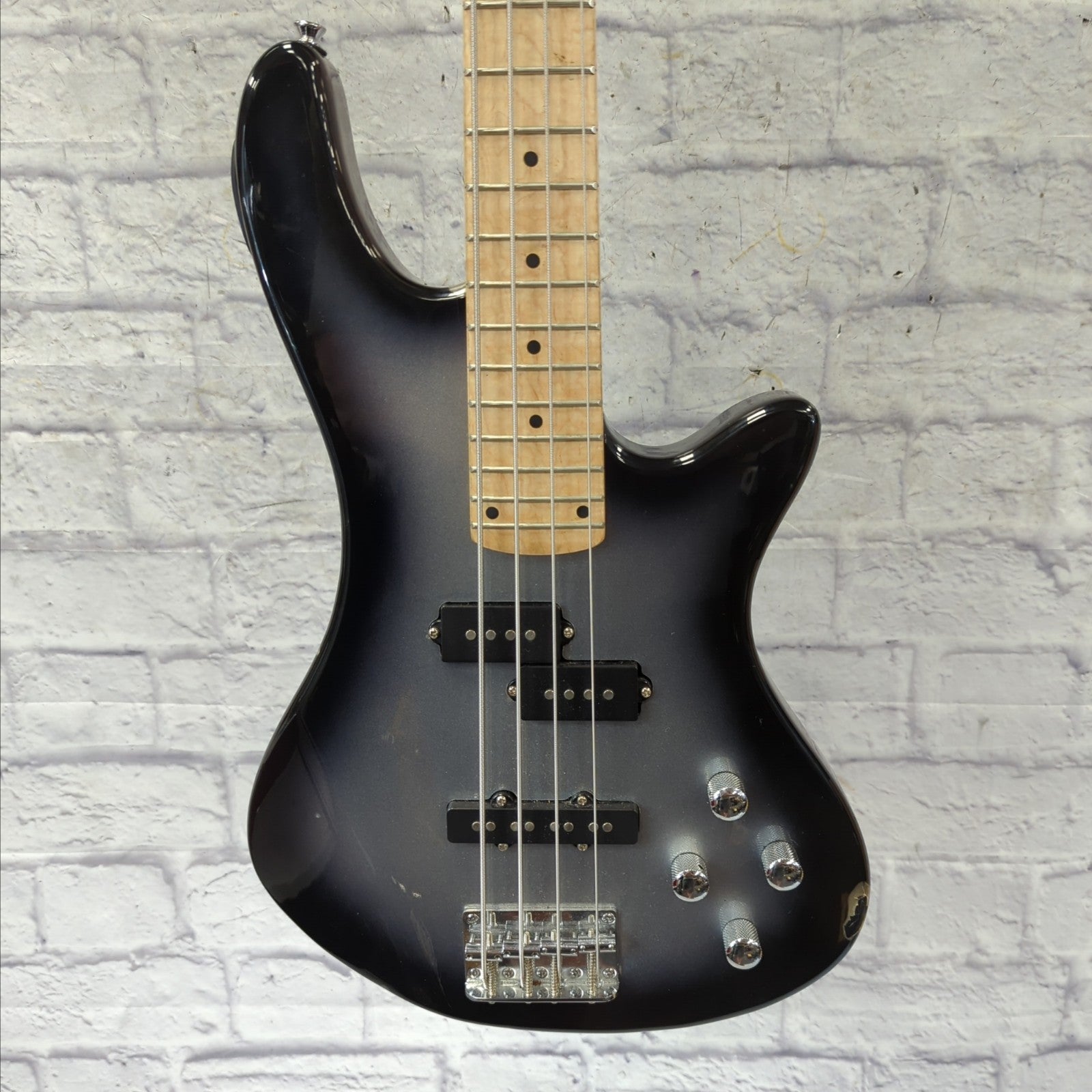 Pyle 4 String Bass Guitar w/ Built in Tuner - Silverburst