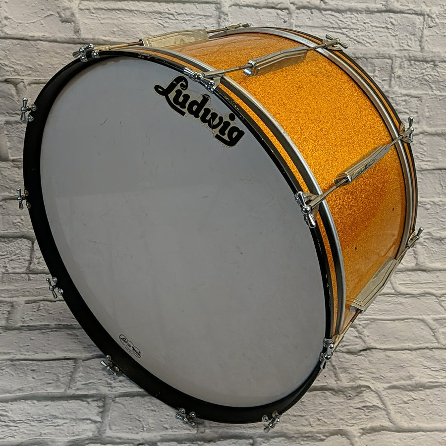 Vintage 1968 Ludwig 14x28 Keystone Badge Gold Sparkle Bass Drum