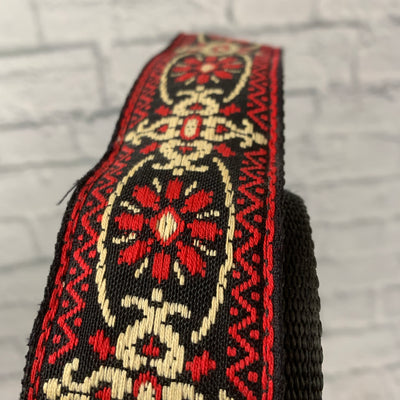 Red-and-White Woven Guitar Strap