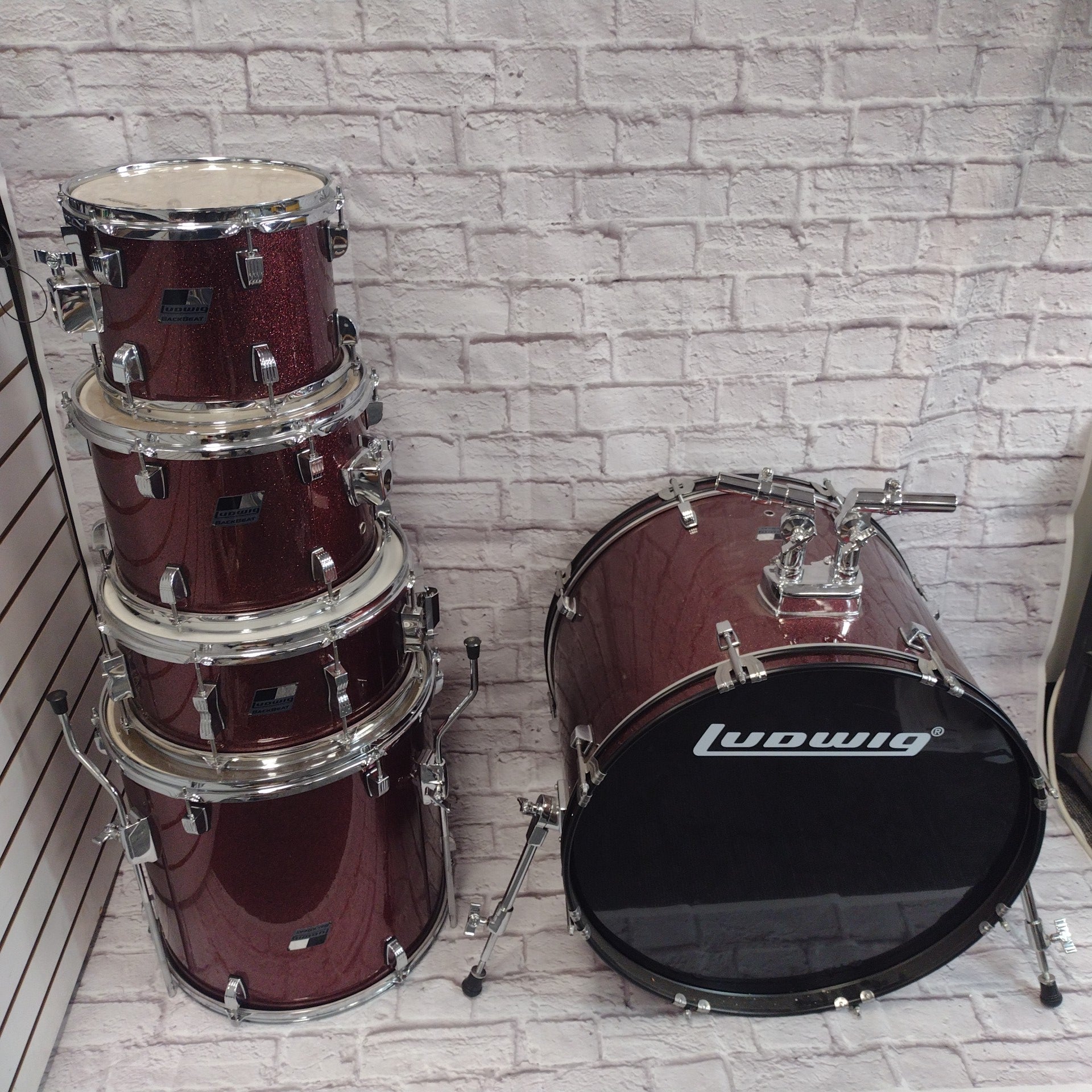 Ludwig Backbeat 5pc Drum Kit Wine Red Sparkle