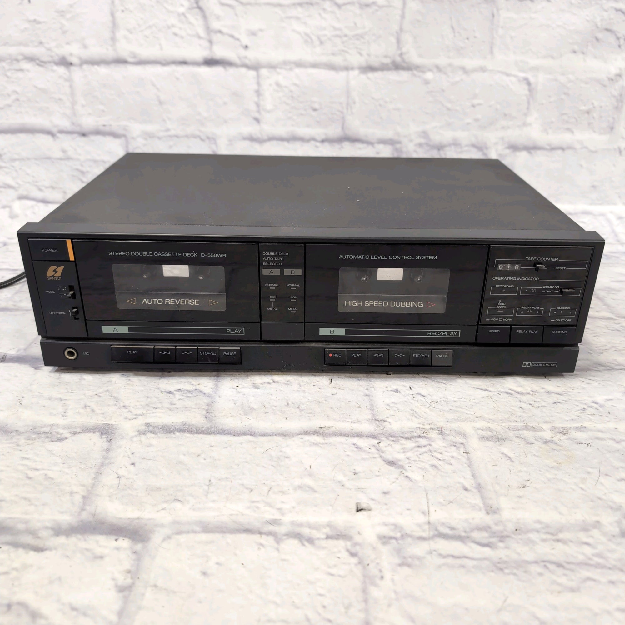 Sansui D-550WR High Speed Dubbing Dual Cassette Player with Auto-Reverse