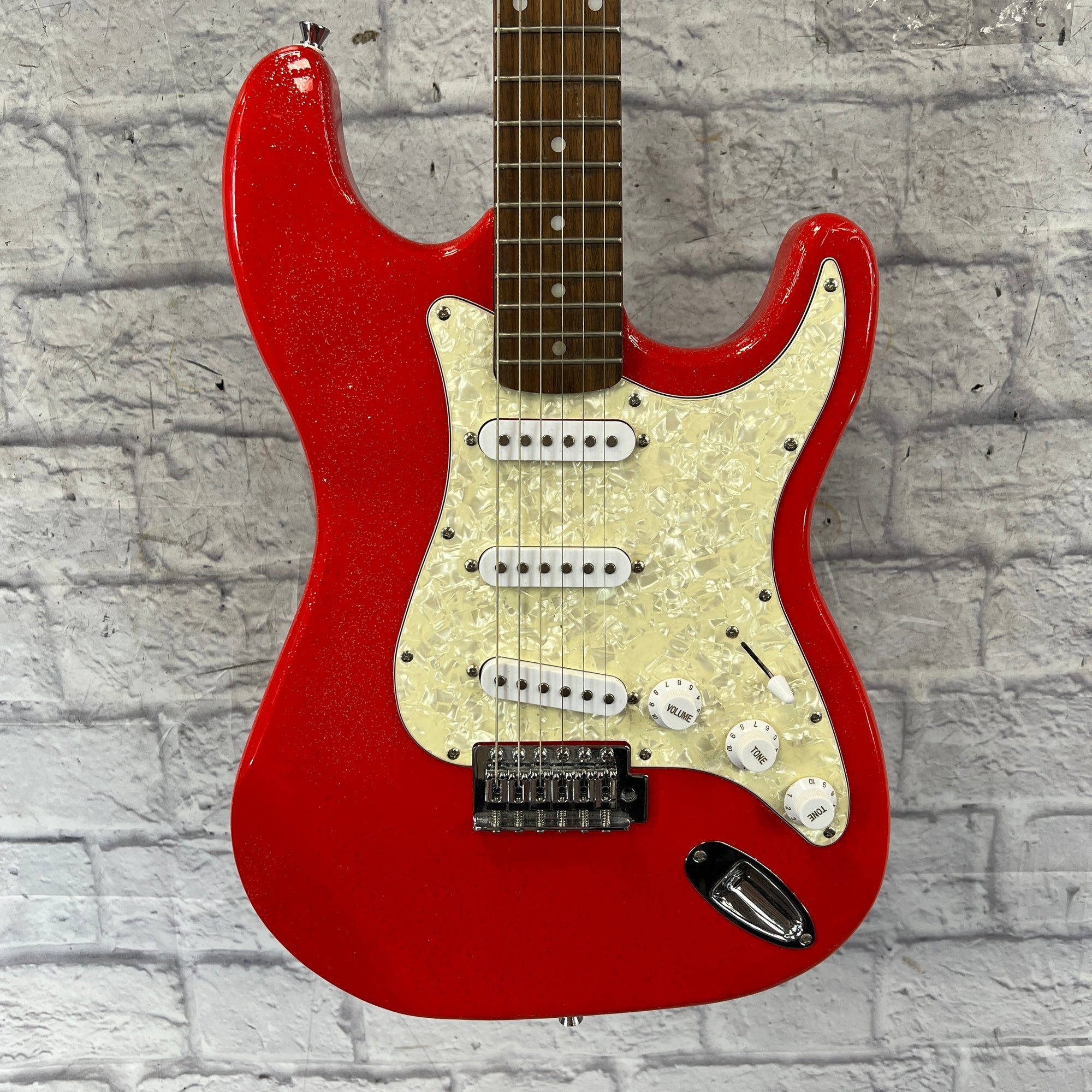 Red Partscaster Squier Partscaster Strat Red Sparkle Electric Guitar - Evolution Music