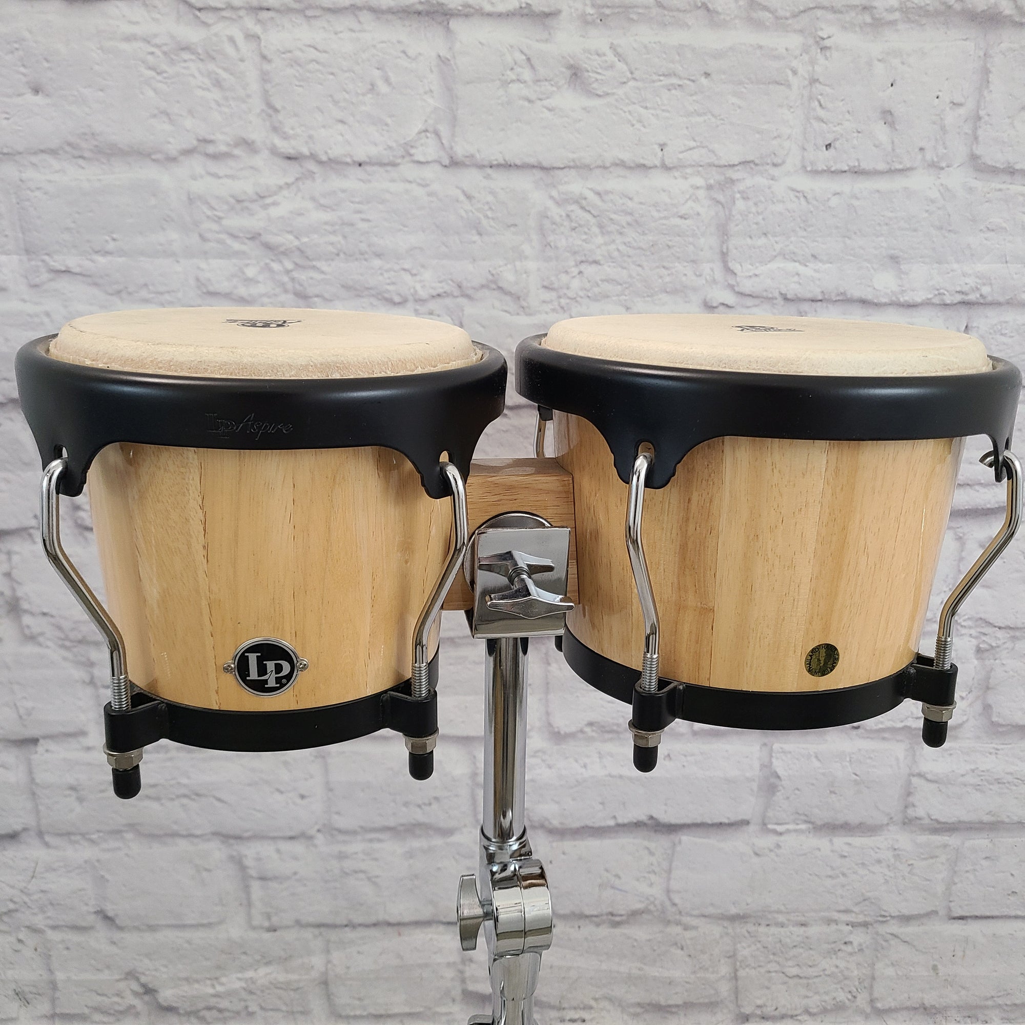 LP Latin Percussion LP601NY-AW City Series Wood Bongos w/ Stand Bongos