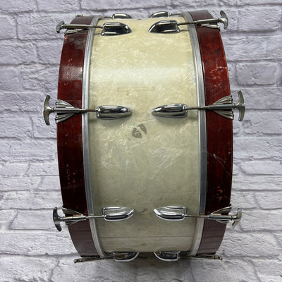 Vintage Slingerland 26x10 White Marine Pearl WMP with Red Hoops Marching Bass Drum
