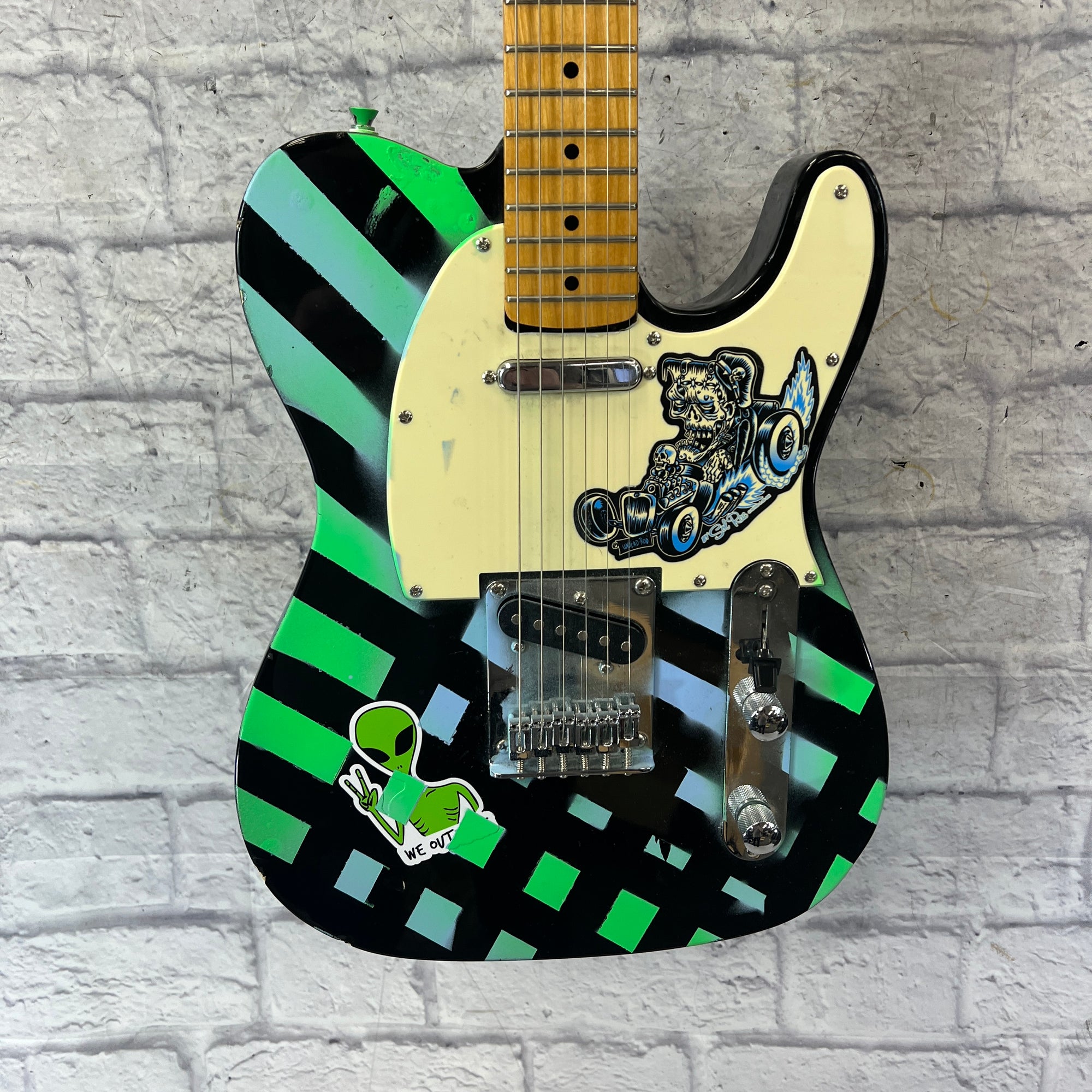 Unknown Tele Partscaster Blue Green Black Stripes