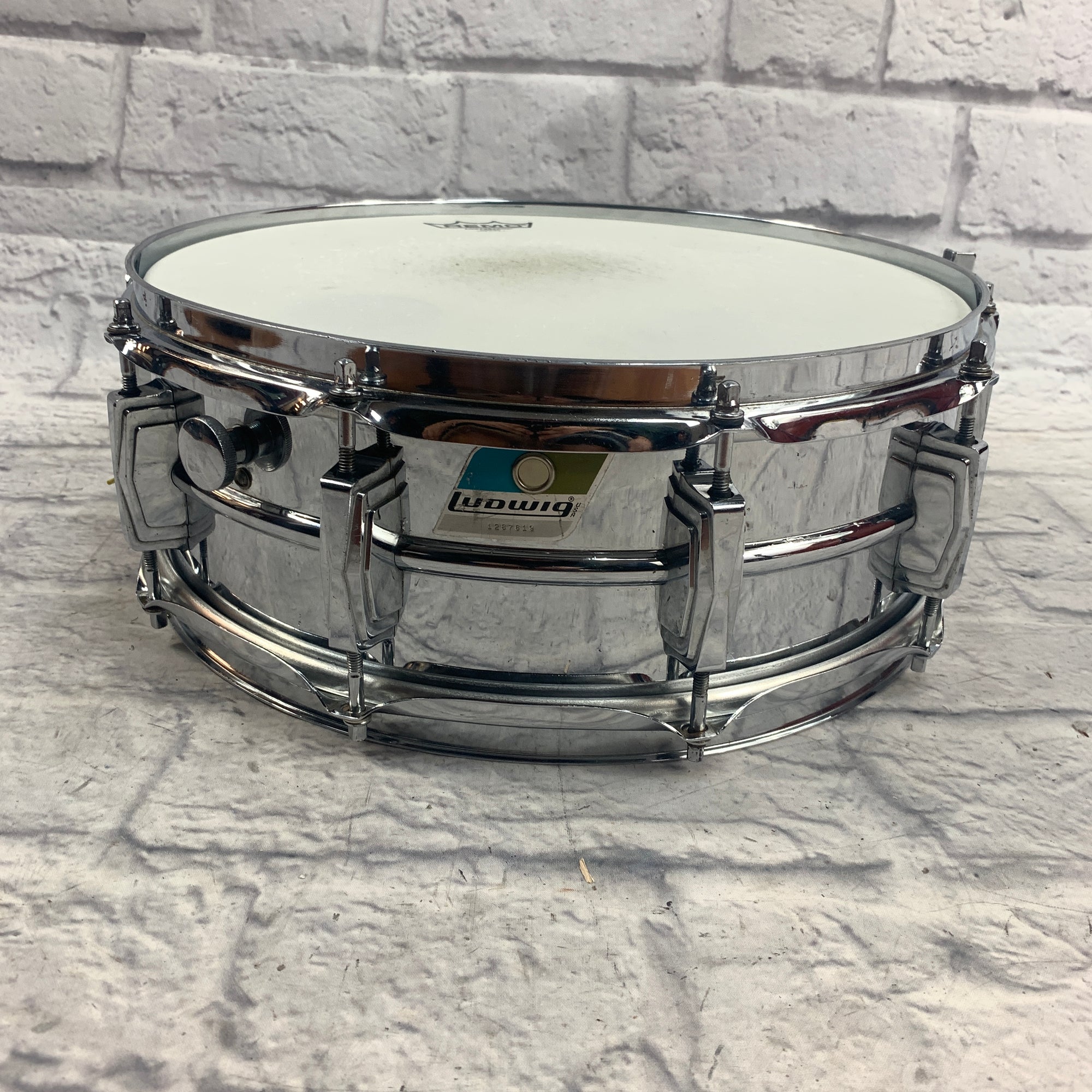 Vintage Ludwig Olive Badge Supraphonic Chrome Over Aluminum 14" Snare