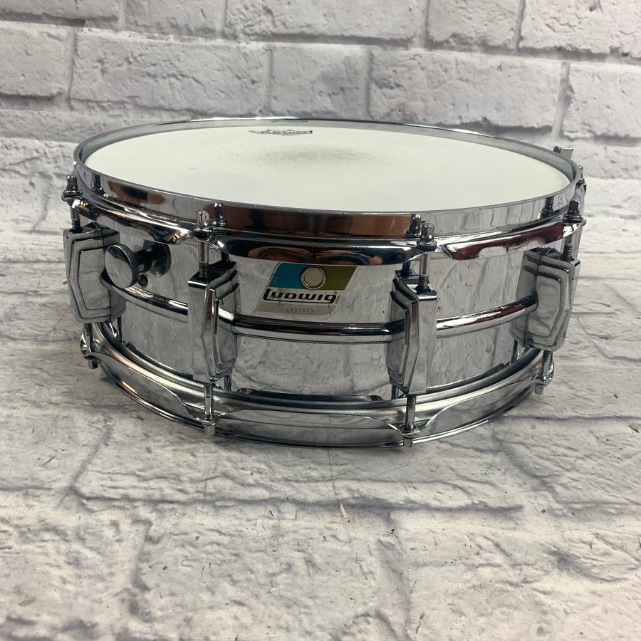 Vintage Ludwig Olive Badge Supraphonic Chrome Over Aluminum 14" Snare