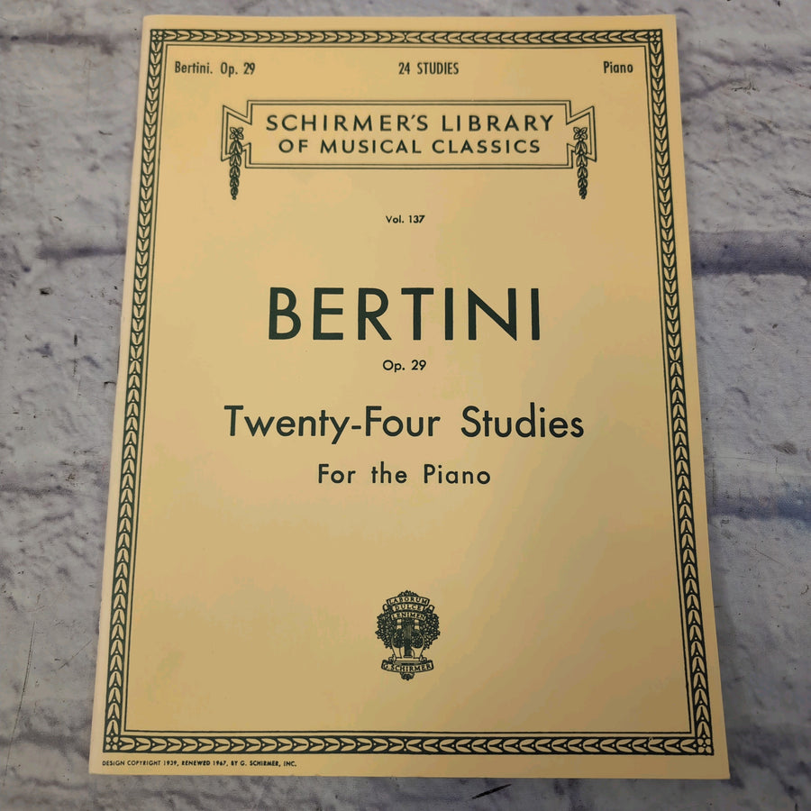 Schirmer's Library Bertini: Op. 29 Twenty-Four Studies