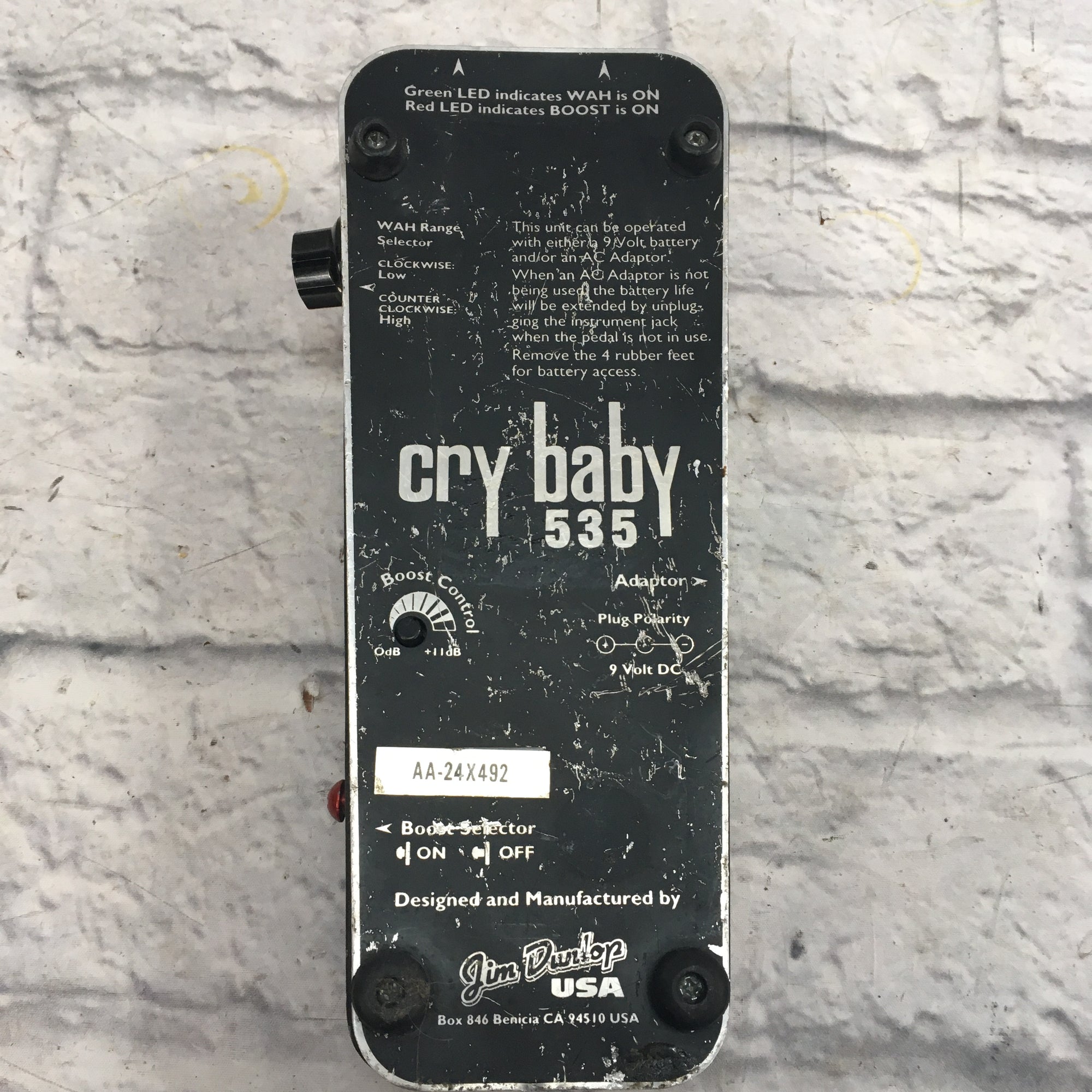 Dunlop Crybaby 535 Wah pedal - Evolution Music