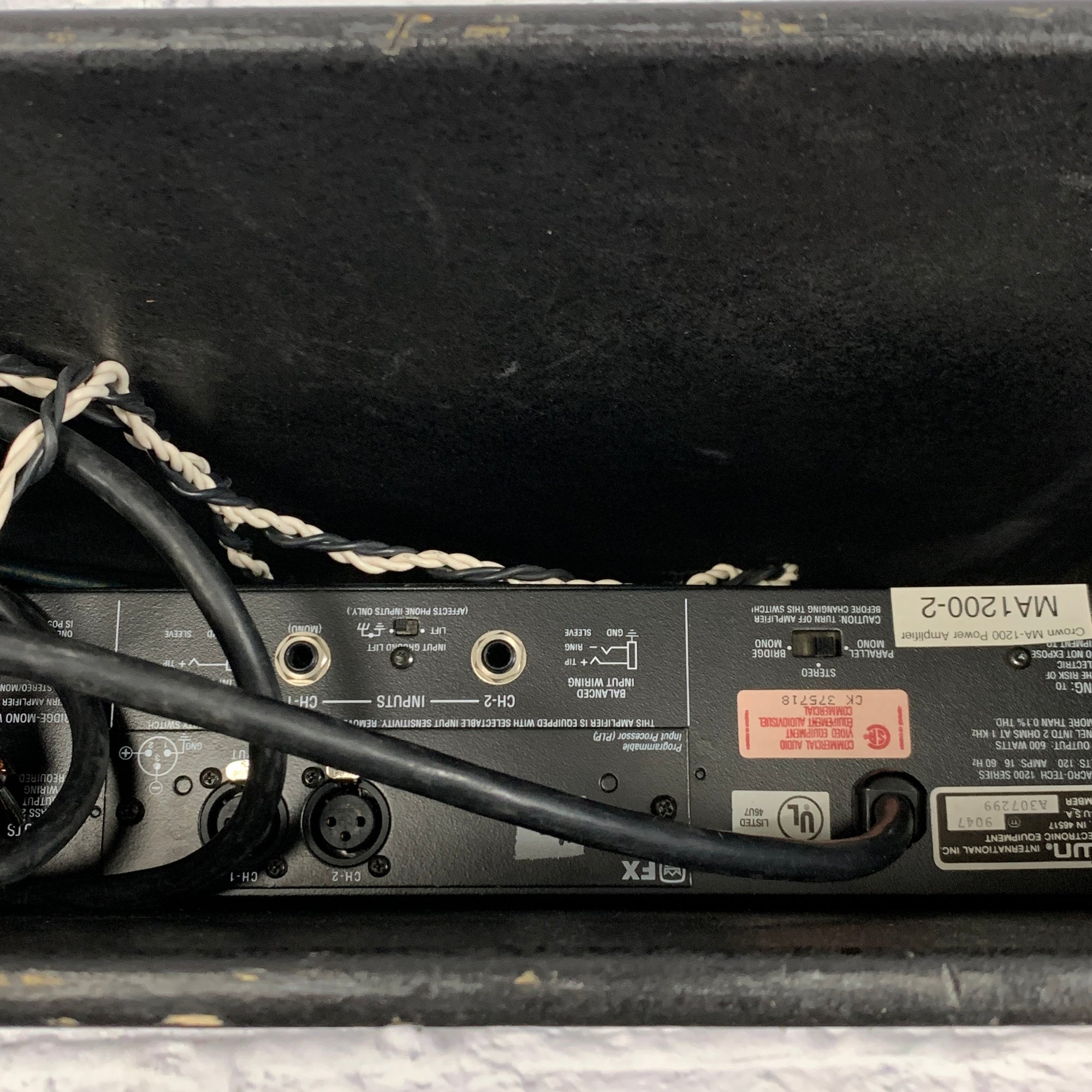Crown Macro-Tech 1200 2-Channel Power Amplifier w/ Custom Connector Panel & Rack Case
