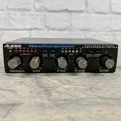Alesis NanoCompressor RMS / Peak Stereo Compressor / Limiter w/ Power Supply