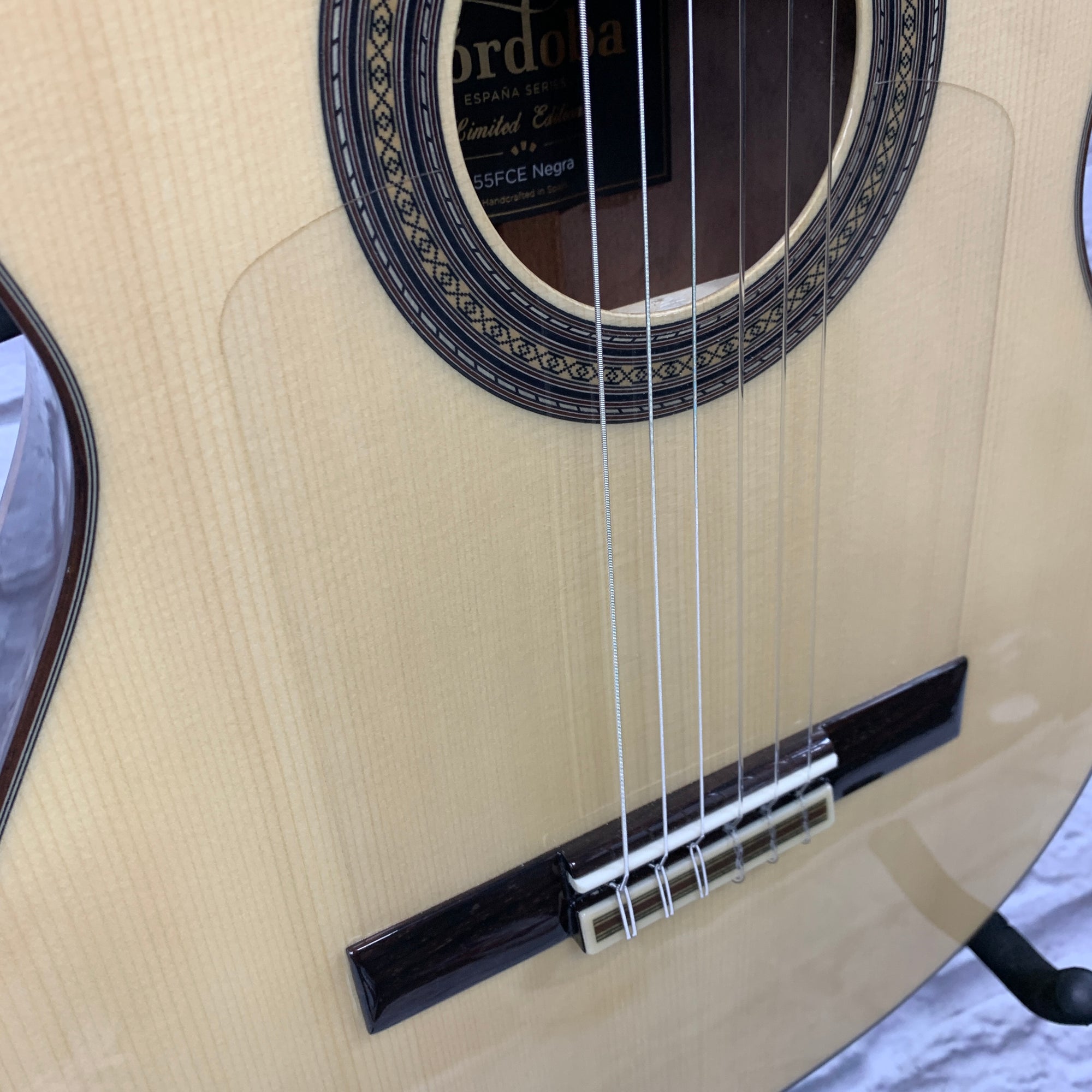 Cordoba 55FCE Negra Classical Acoustic Guitar w/ Case