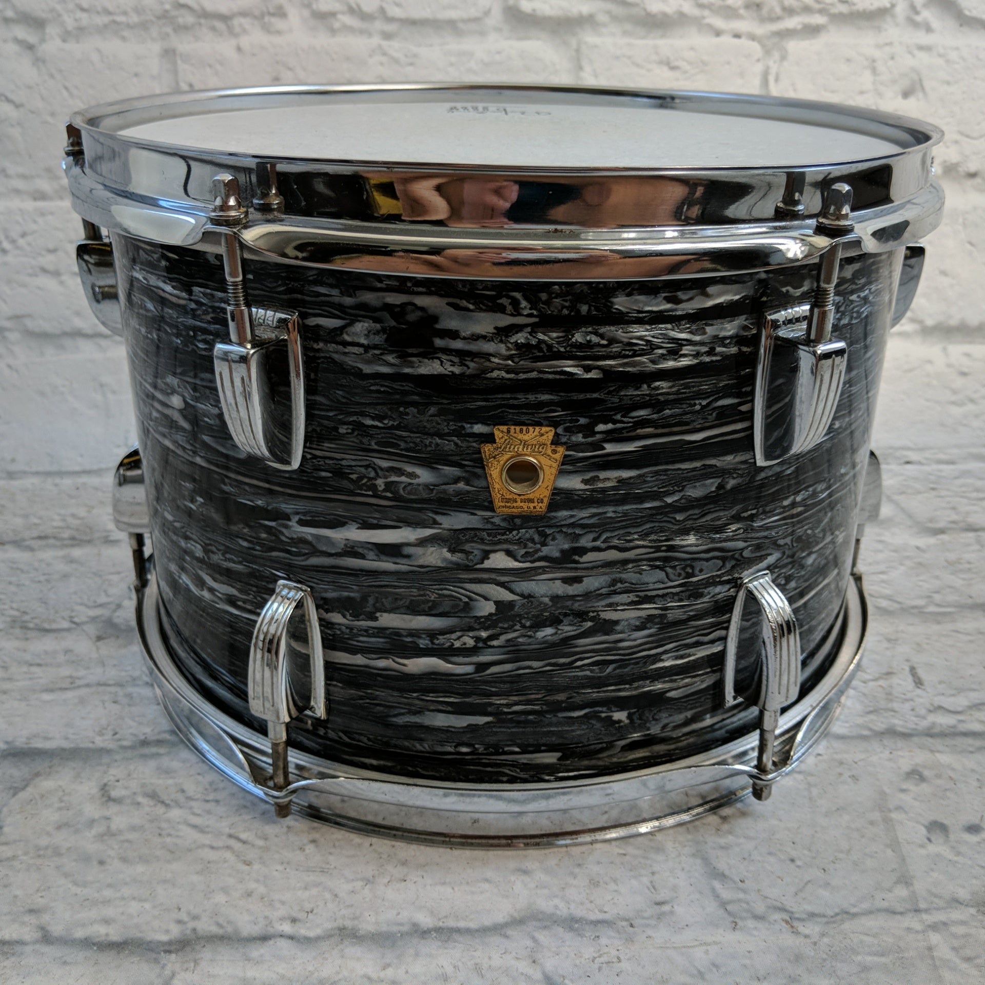** Vintage Ludwig Maple 8x12 Tom Black Oyster Pearl