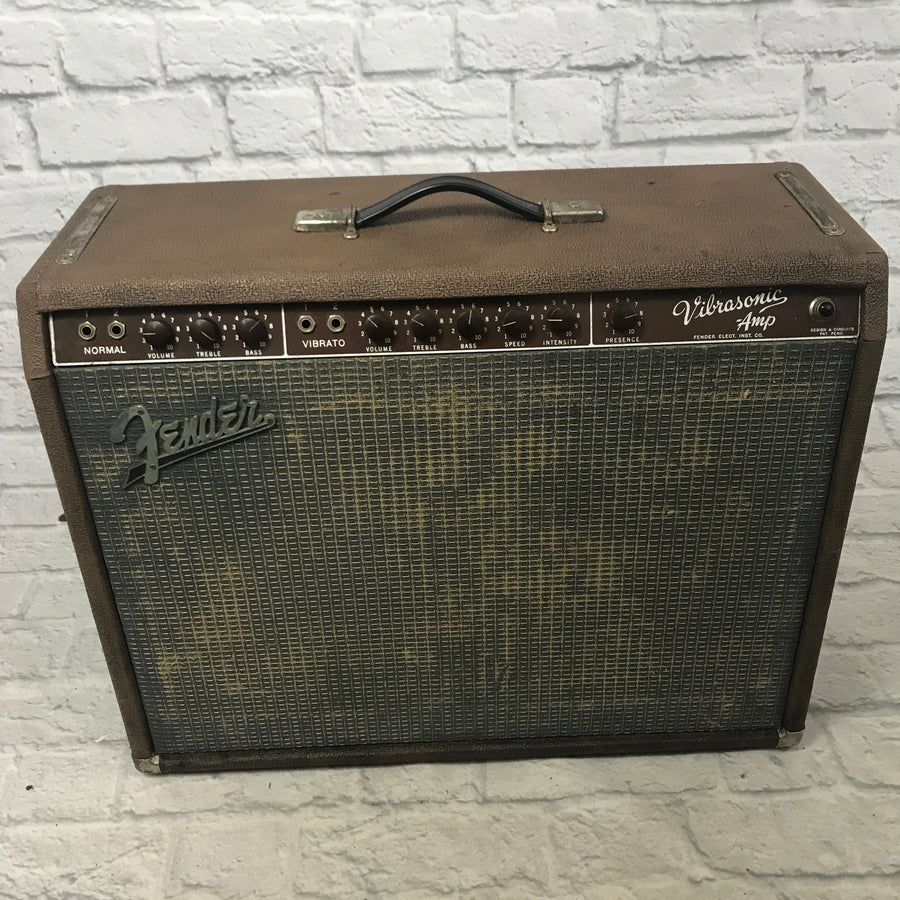 Vintage 1962 Fender Vibrasonic Brownface Guitar Combo Amp with Original 1x15" JBL D130F