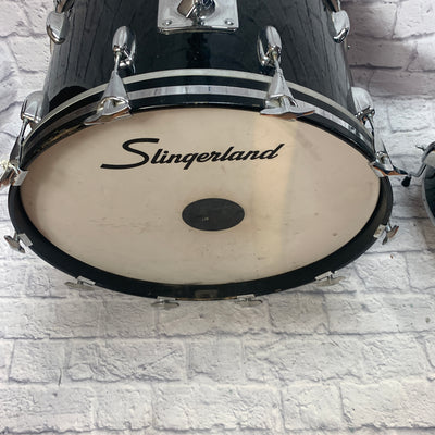 Vintage 1970s Slingerland 4 pc Drum Set Black