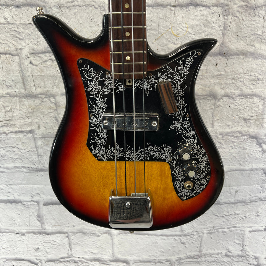 Teisco EB-110 Tulip 4 String Bass Guitar 1960's MIJ Japan 30" Scale One Pickup