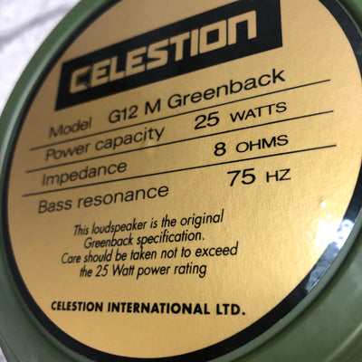 Celestion G12M Greenback 8 Ohm T1220B Made in UK Speaker