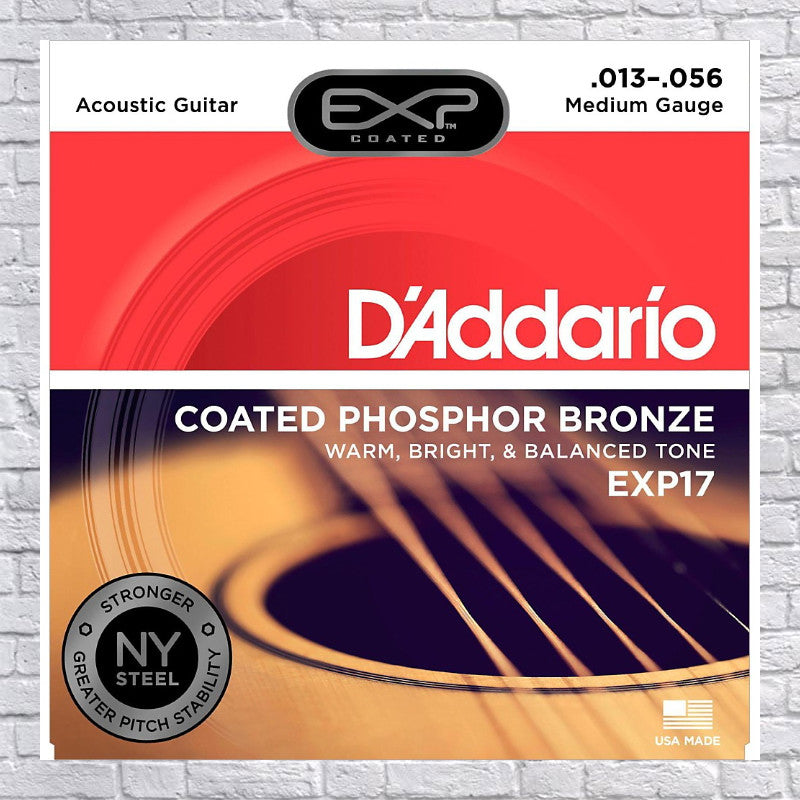 D'Addario 13-56 EXP17 Coated Phosphor Bronze Medium Acoustic Guitar Strings