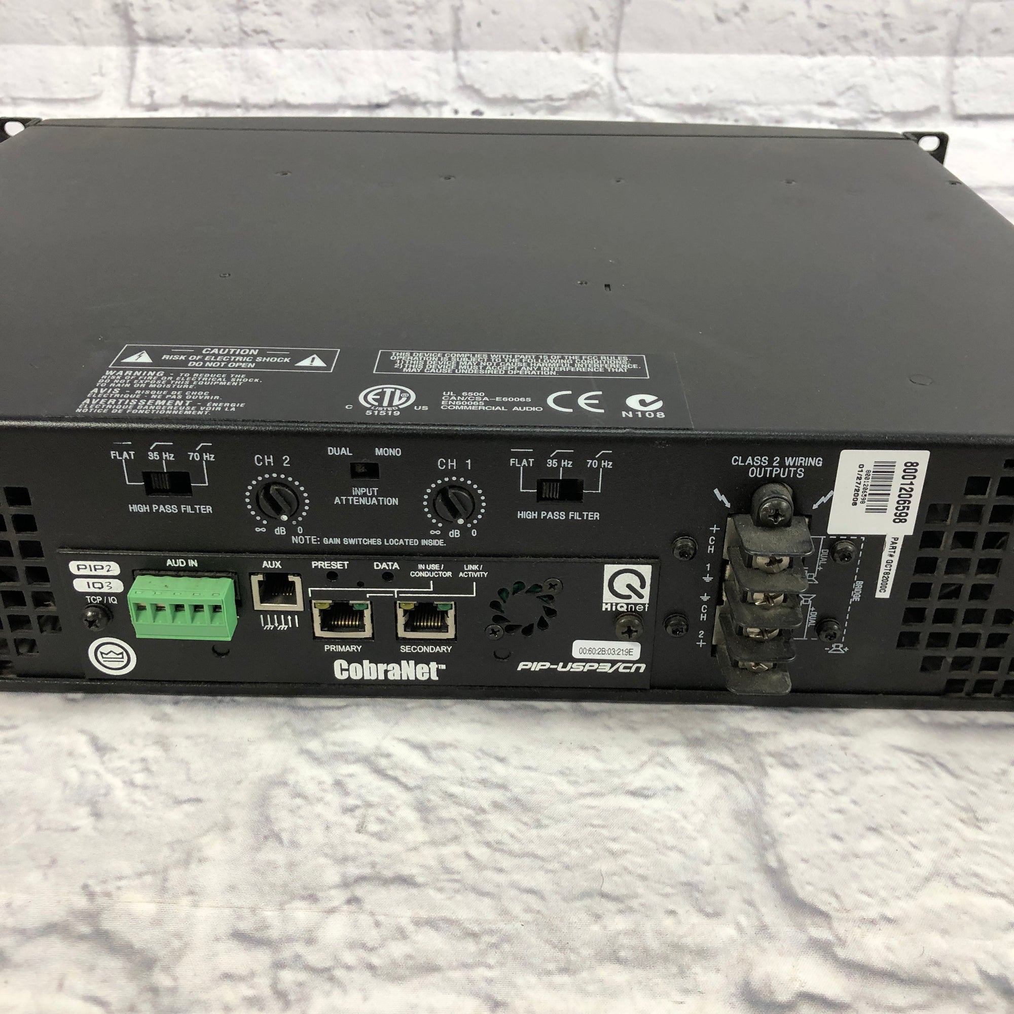 Crown CTS-2000 Power Amp with PIP-USP/CN CobraNet Card - Evolution