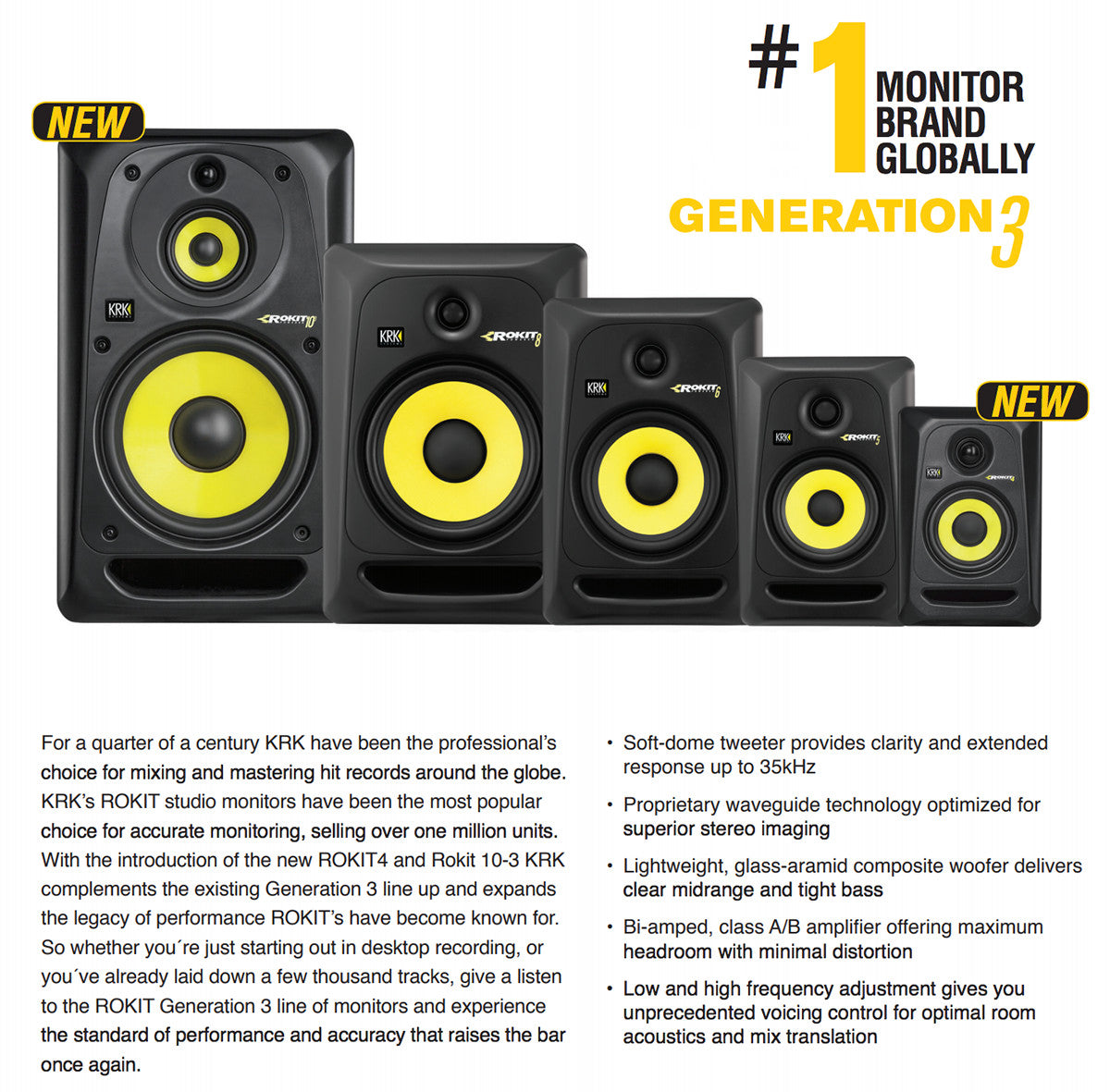 KRK RP5G3 Rokit 3 5in Powered Studio Monitor - Evolution Music