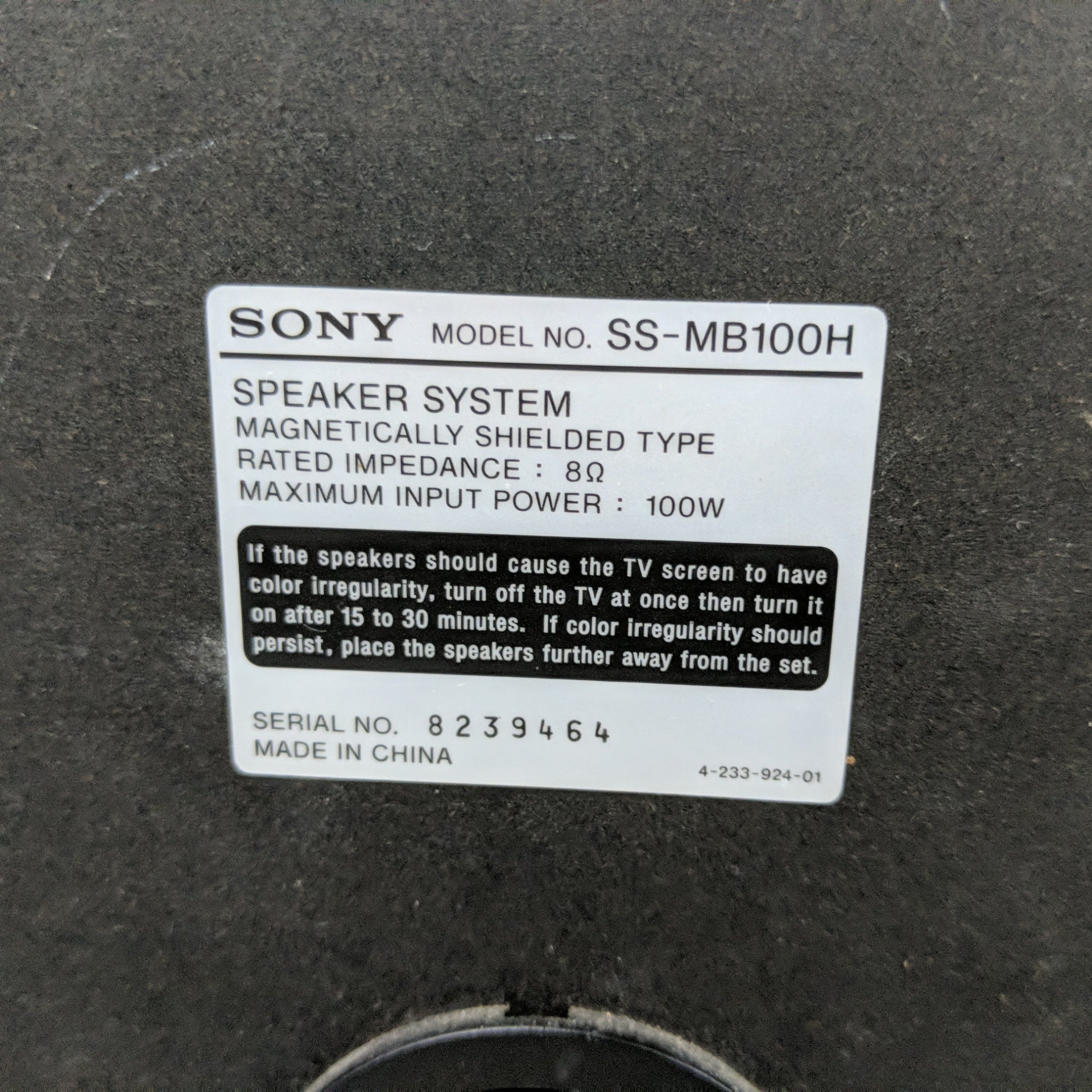 Sony SS-MB100H Speakers (Pair)