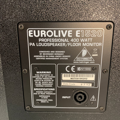 Behringer Eurolive E1520 Passive Speaker Pair