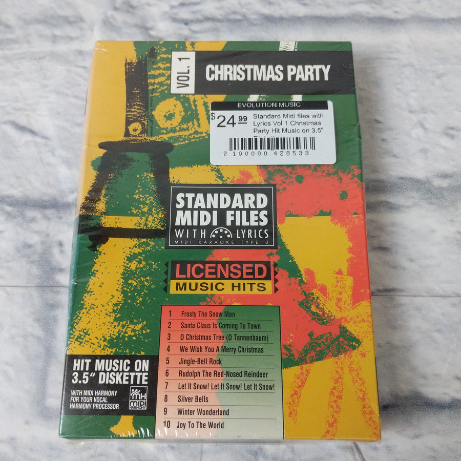 Standard Midi files with Lyrics Vol 1 Christmas Party Hit Music on 3.5" Diskette