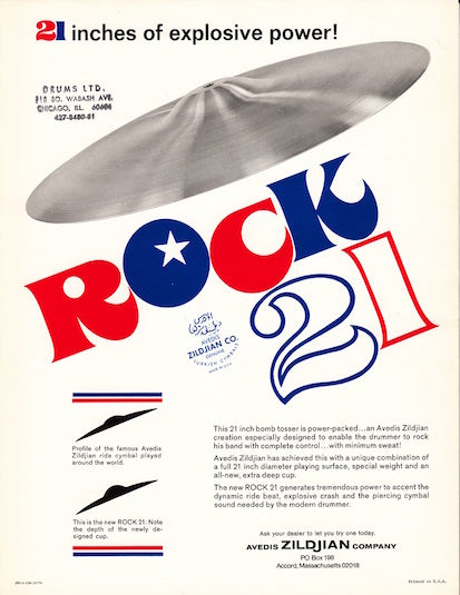 Vintage Zildjian 1976 Bicentennial Rock 21 Ride Cymbal RARE