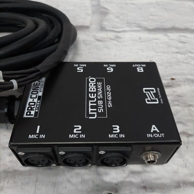 Hosa SH-6X2-20 Little Bro' Sub Snake - 6 XLR Sends, 2 1/4" TRS Returns - 20 Feet