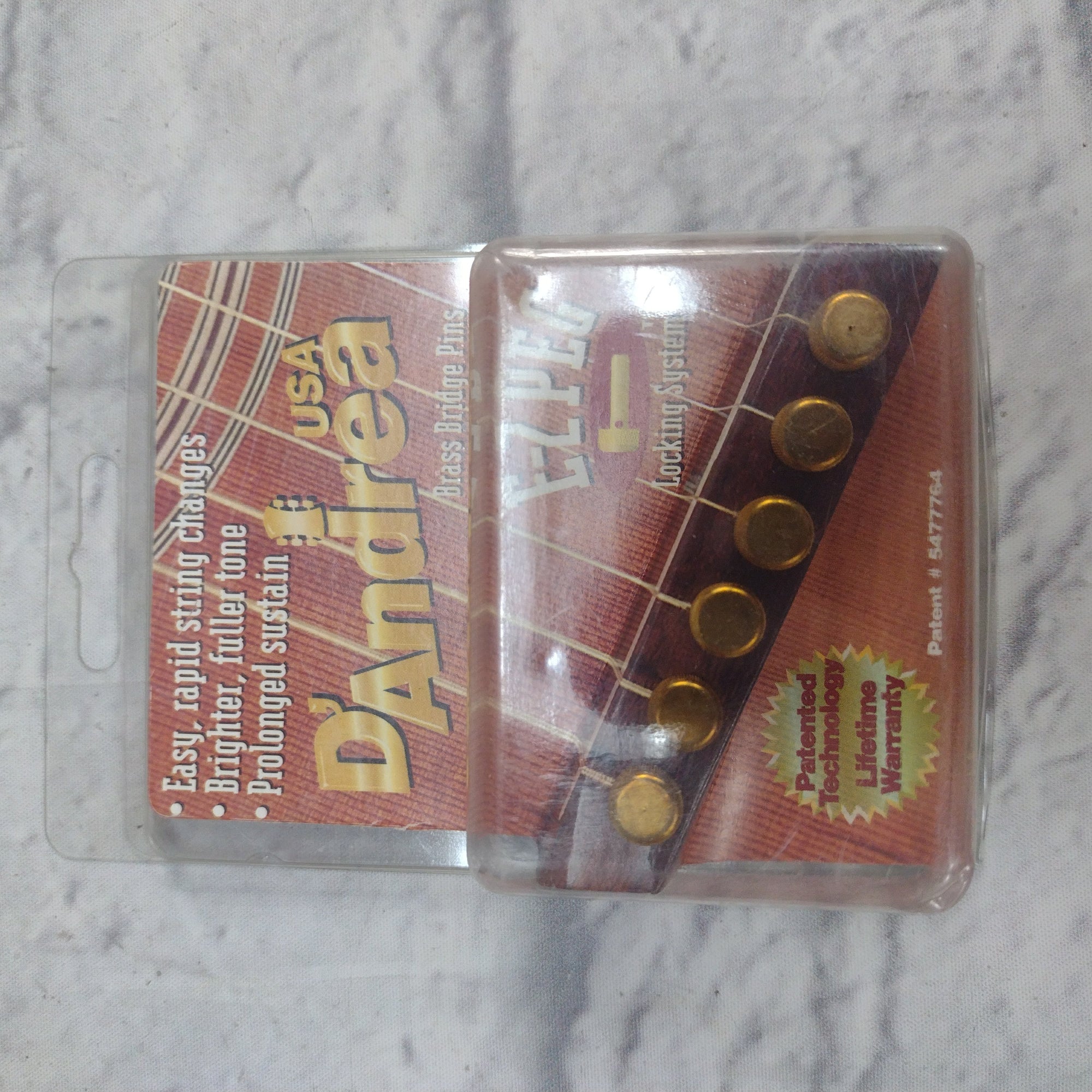 D'andrea E-Z Peg Brass Bridge Pins For Acoustic Guitar, In Package
