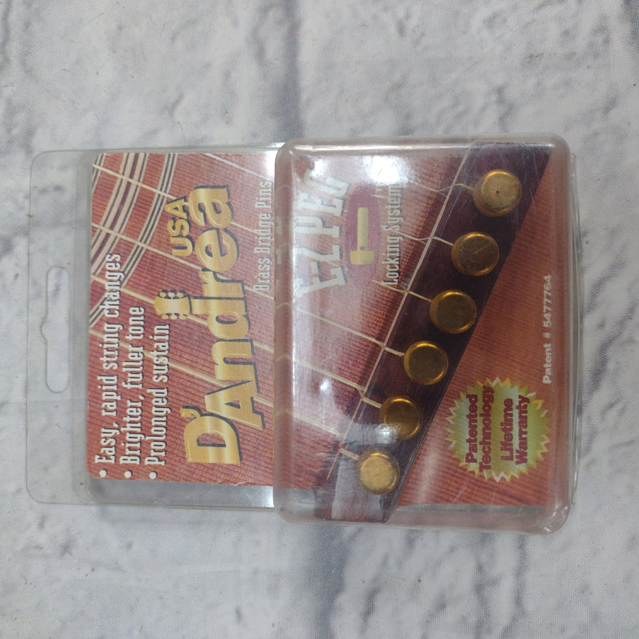 D'andrea E-Z Peg Brass Bridge Pins For Acoustic Guitar, In Package