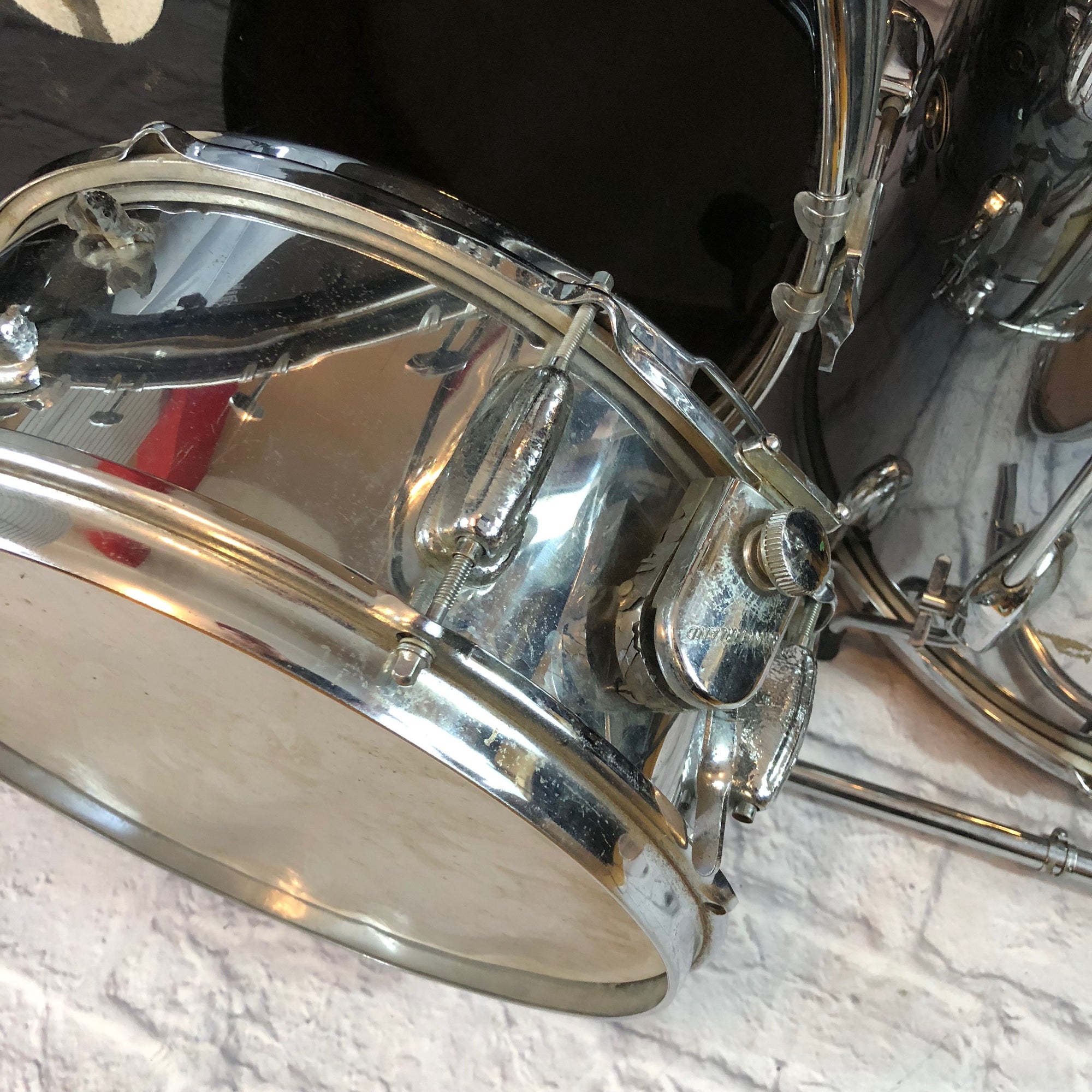 1970s Vintage Slingerland 5pc Chrome over Maple Drum Set 24/18/14/14/13