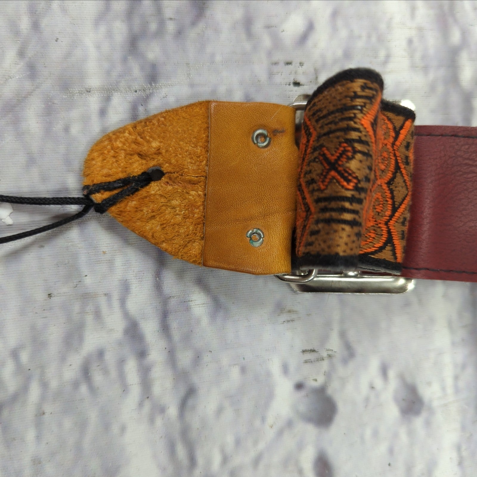 Vintage 1970's Woven Buckle 2" Guitar Strap