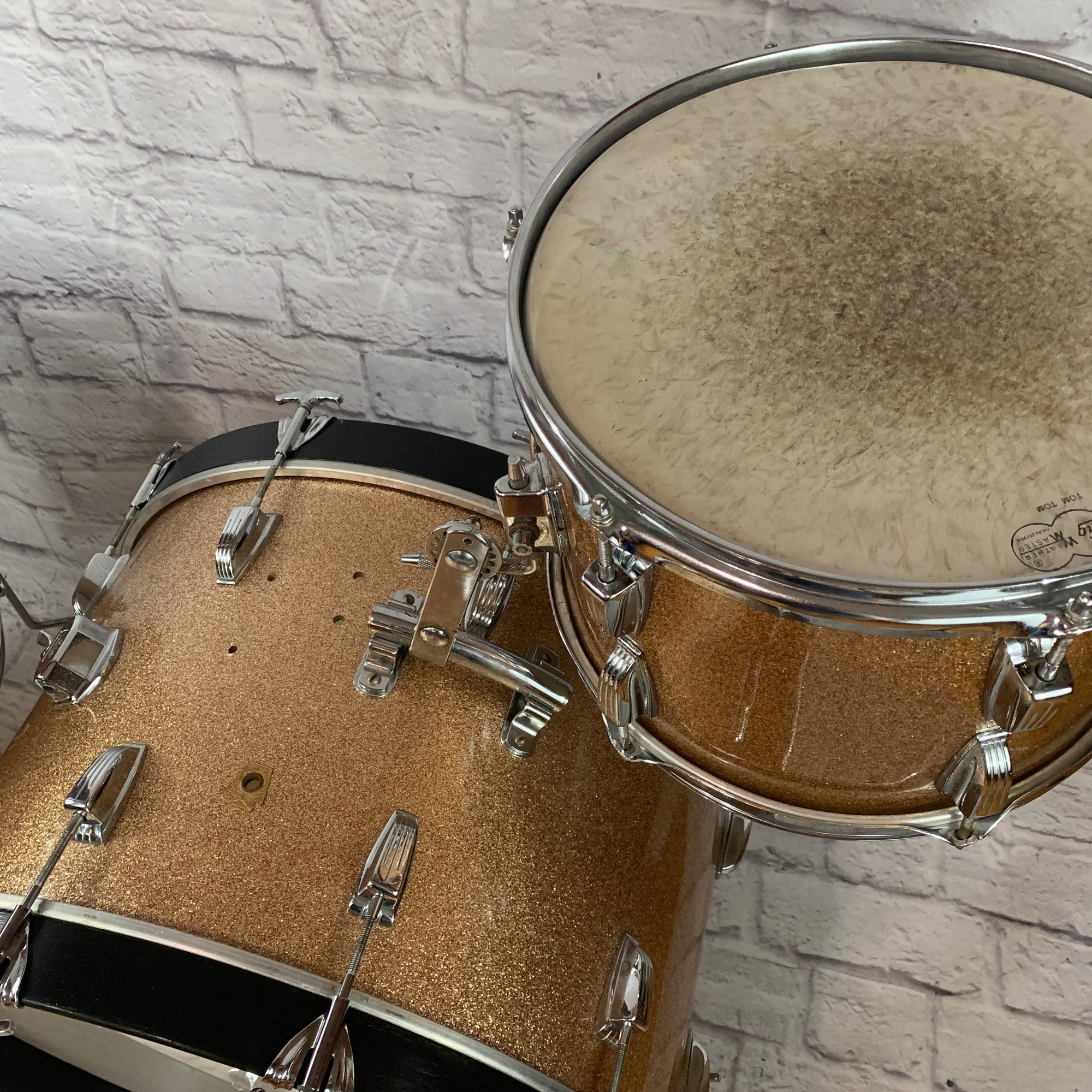 Vintage 1966 Ludwig Champagne Sparkle 3 Piece Drum Kit