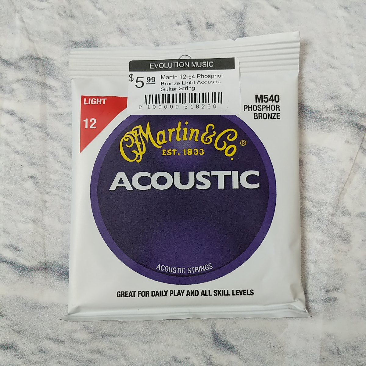 Martin 12-54 Phosphor Bronze Light Acoustic Guitar String