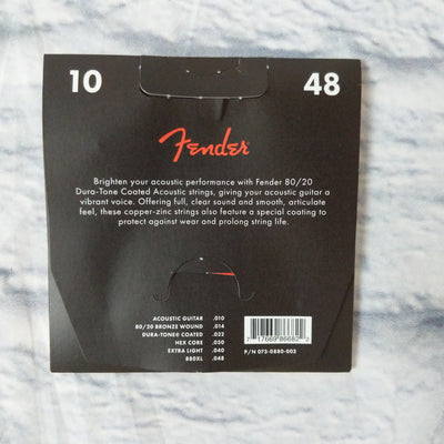 Fender Dura-Tone Coated 80/20 Bronze Wound 10-48 Acoustic Guitar Strings