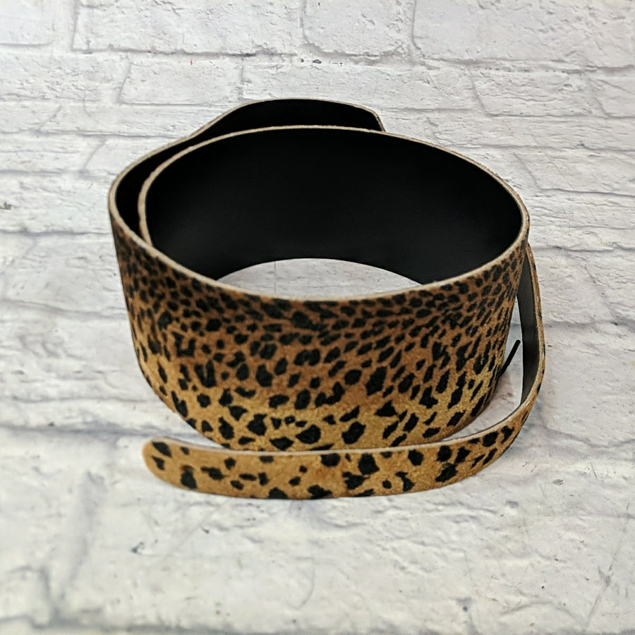 3.5" Wide Leather Cheetah Print Strap
