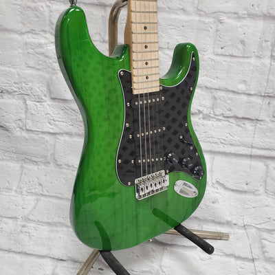 Unknown Strat Style Electric Guitar Trans Green