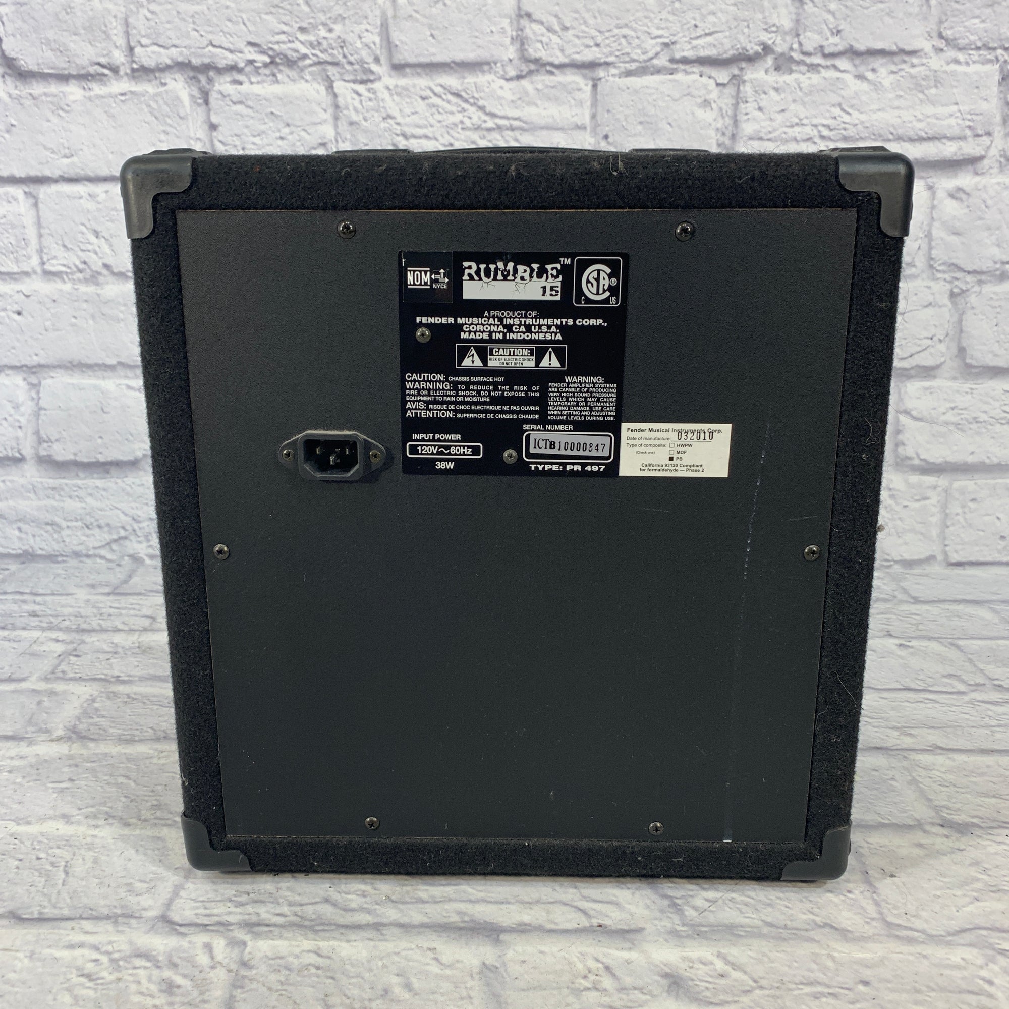 Fender Rumble 15 Bass Combo Amplifier