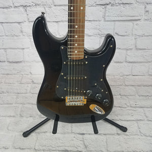 Austin AST100BK Strat Style Electric Guitar Black with Black Pickguard