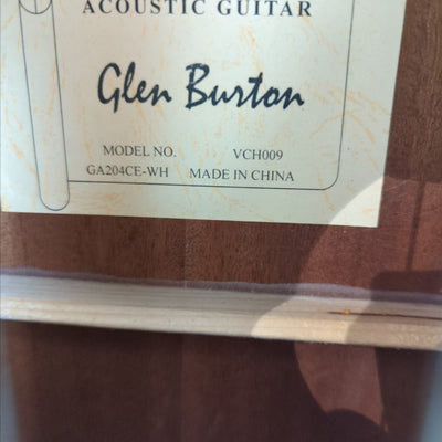 Glen Burton GA204CE-WH Spruce Top Cutaway Mahogany Neck 6-String Acoustic Electric Guitar - White
