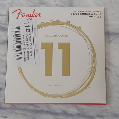 Fender Dura-Tone Coated 80/20 Bronze Wound 11-52 Acoustic Guitar String