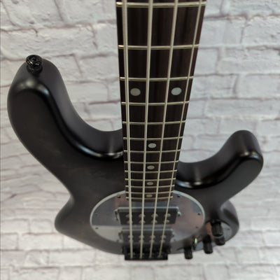 Sterling by Music Man Sting Ray Ray34 HH 4 String Bass Guitar Burl Top Trans Black Satin