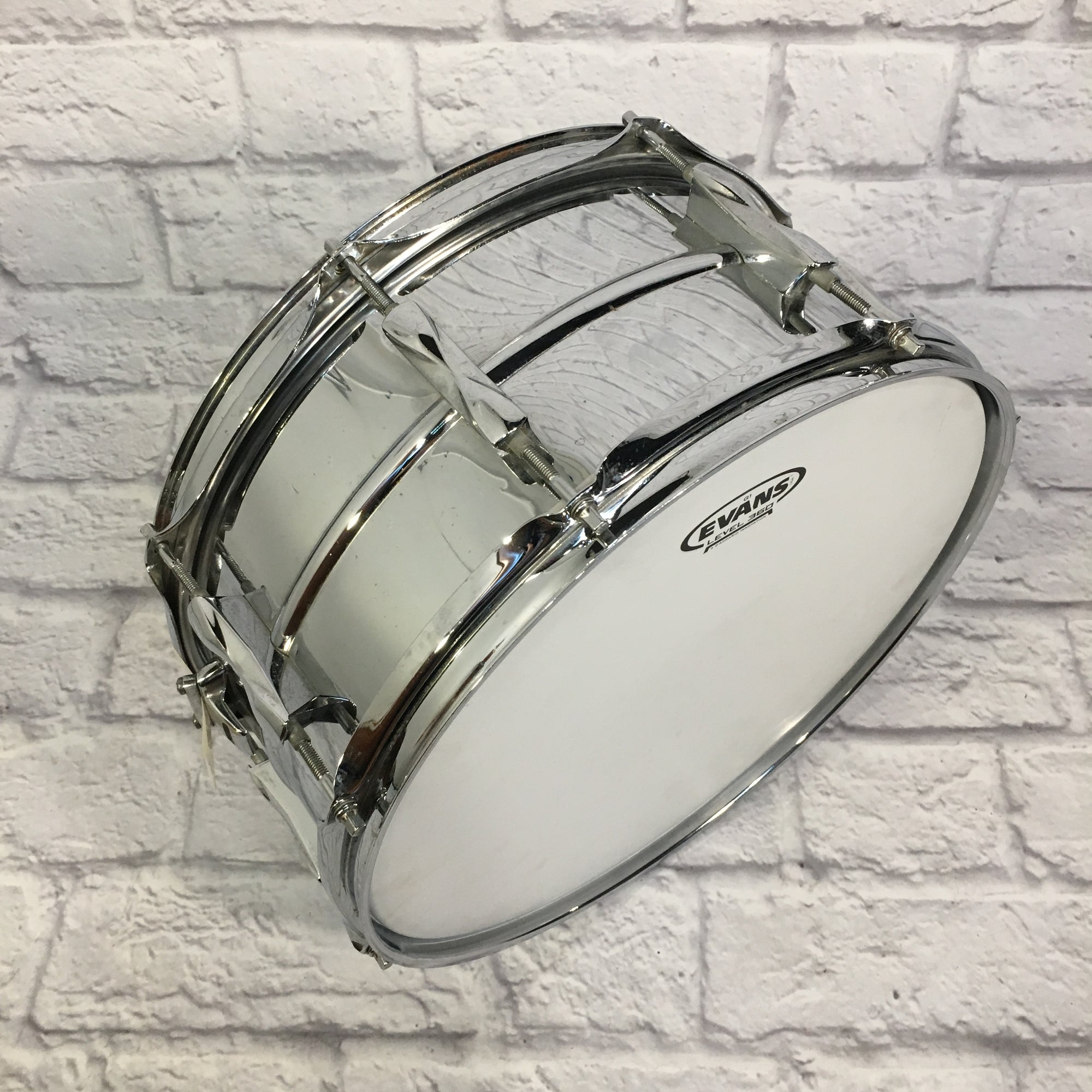 Premier 14x6.5 8 Lug Chrome Steel Snare Drum - Evolution Music
