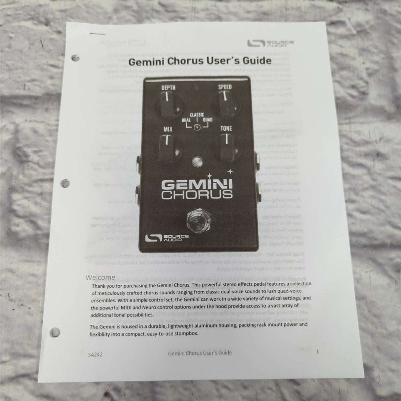 Source Audio Gemini Chorus Pedal w/Manual