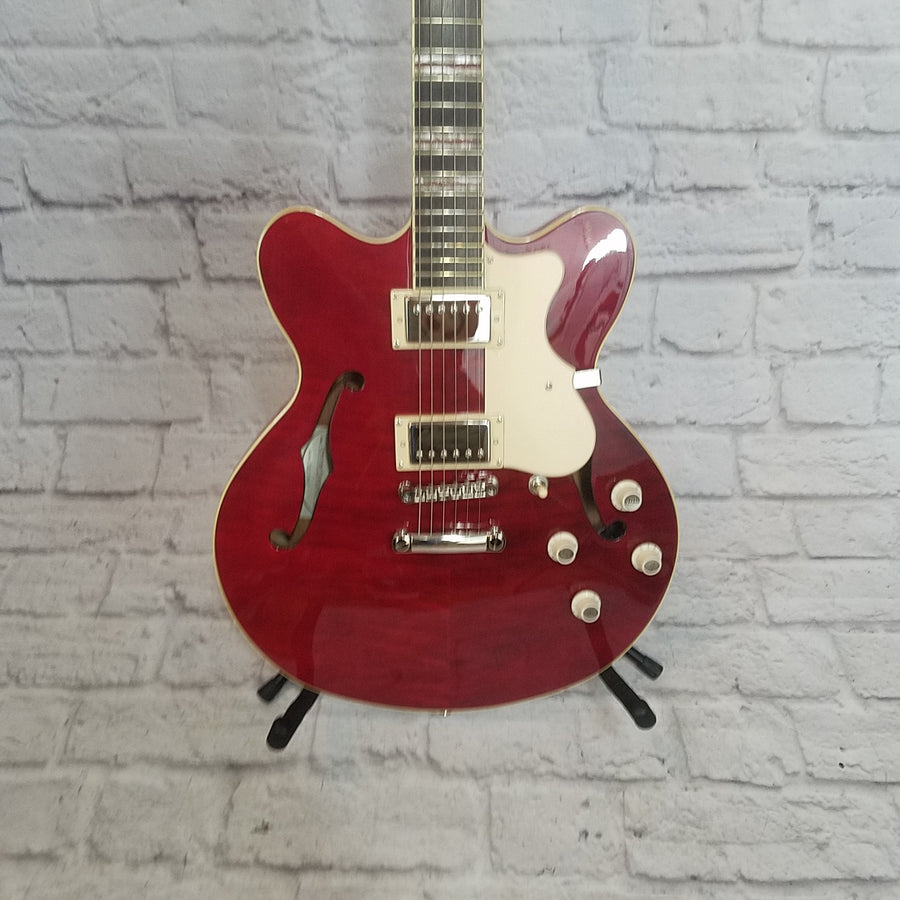 Hofner Contemporary Verythin Semi-Hollow Guitar Transparent Red