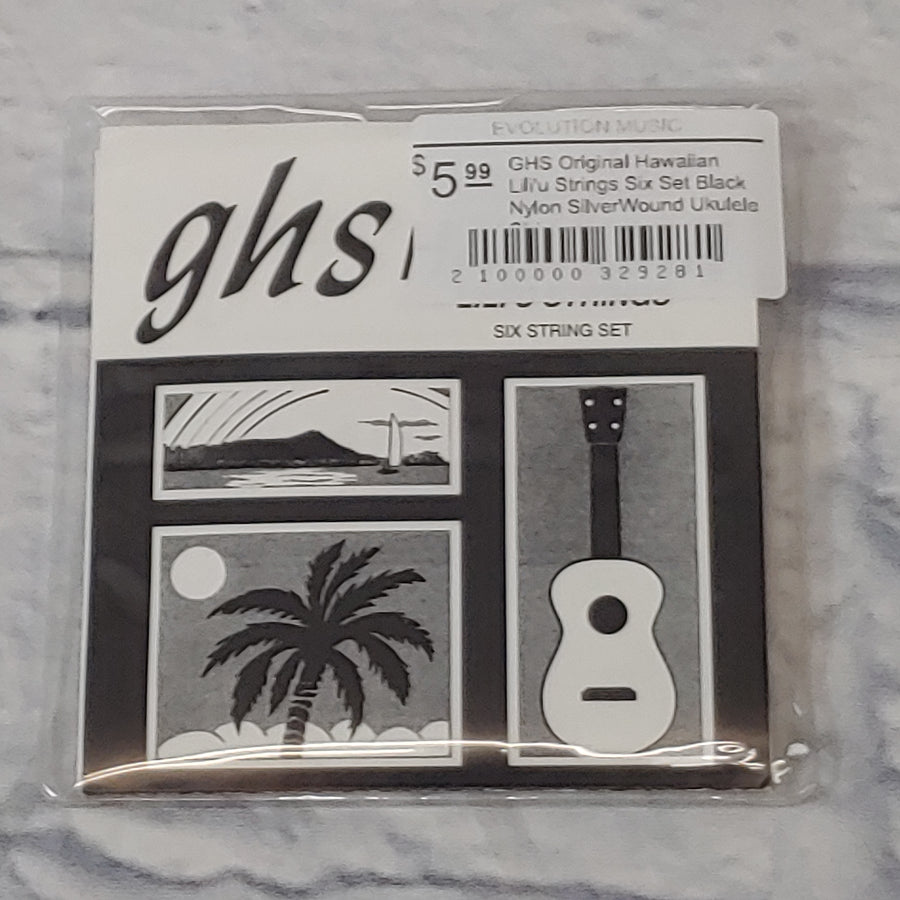 GHS Original Hawaiian Lili'u Strings Six Set Black Nylon SilverWound Ukulele Strings
