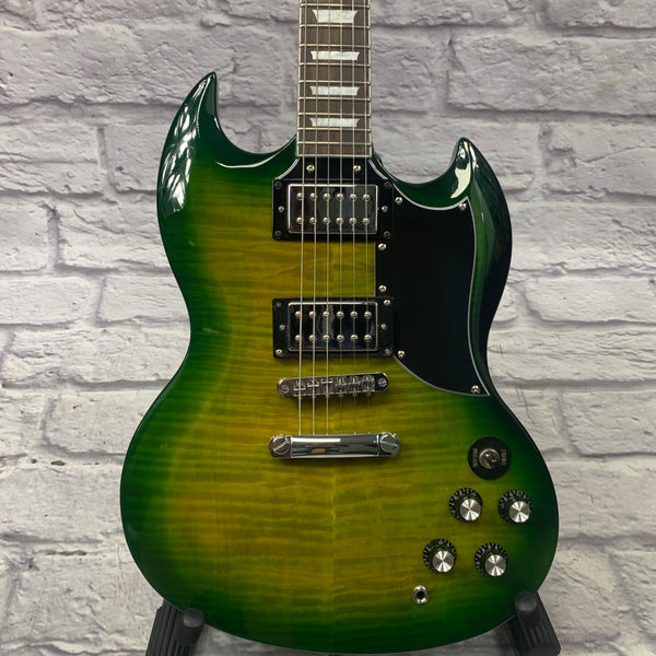 Firefly FFLG Classic SG Style Electric Guitar Green/Yellow Burst w/ Gi