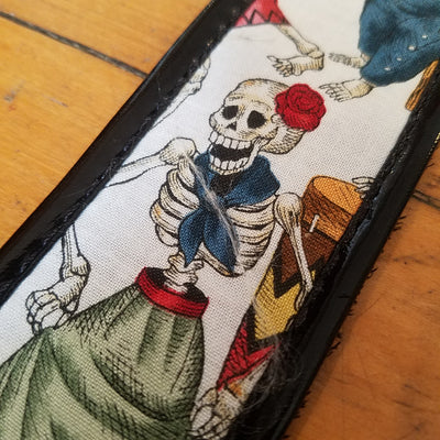 Jodi Head White Day of the Dead Roller Guitar Strap